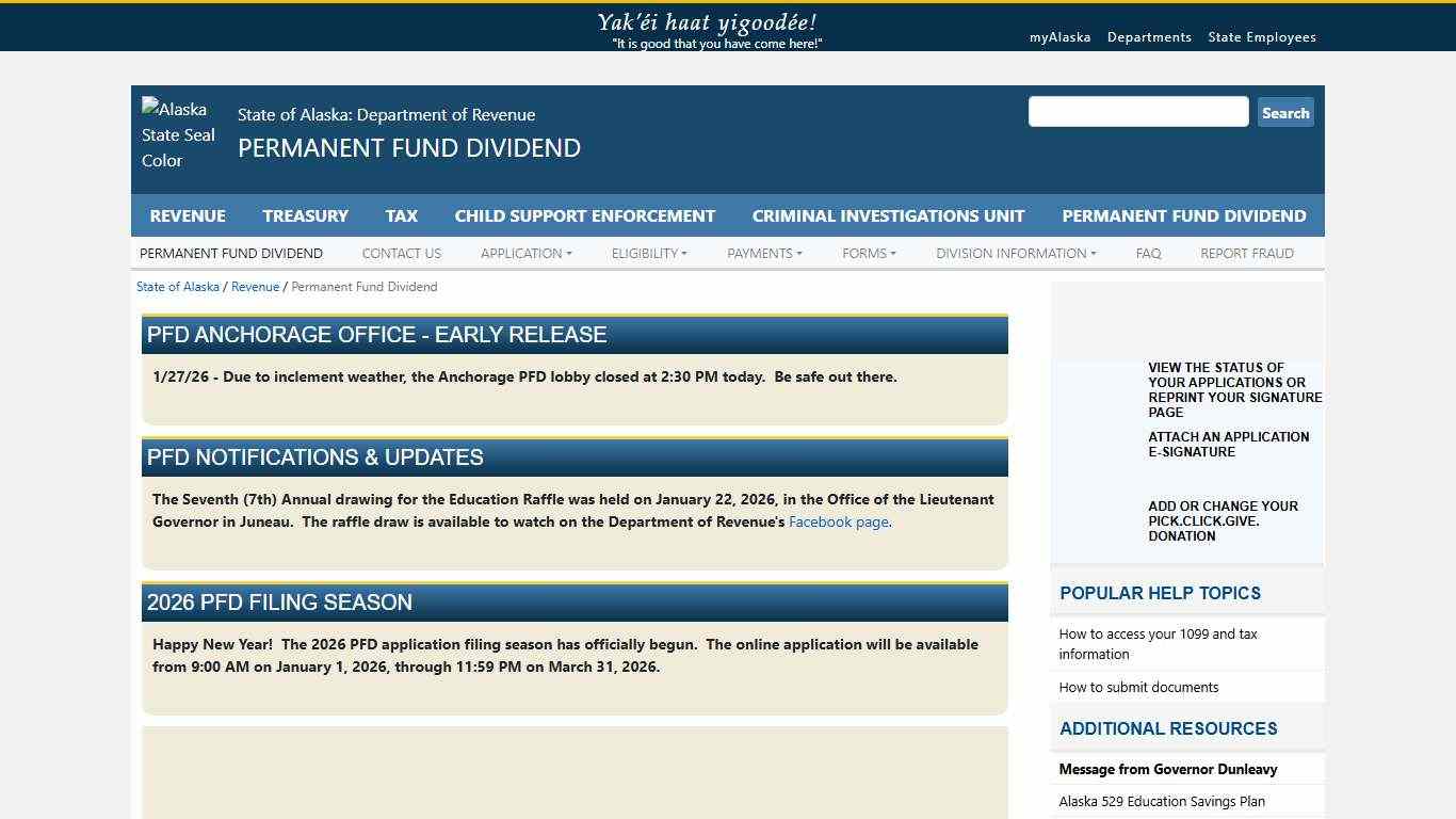 Alaska Department of Revenue - Permanent Fund Dividend